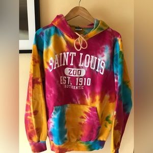 St Louis Zoo Tie Dye Hooded Sweatshirt Hoodie Adult SzM